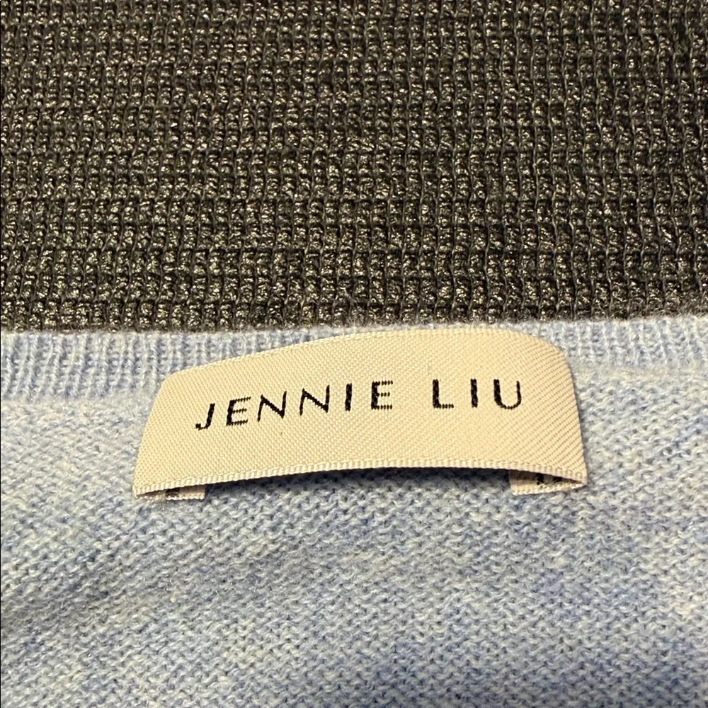 Jennie Liu Baby Blue Pure Cashmere‎ Vneck Pullover Sweater Women’s Size Small